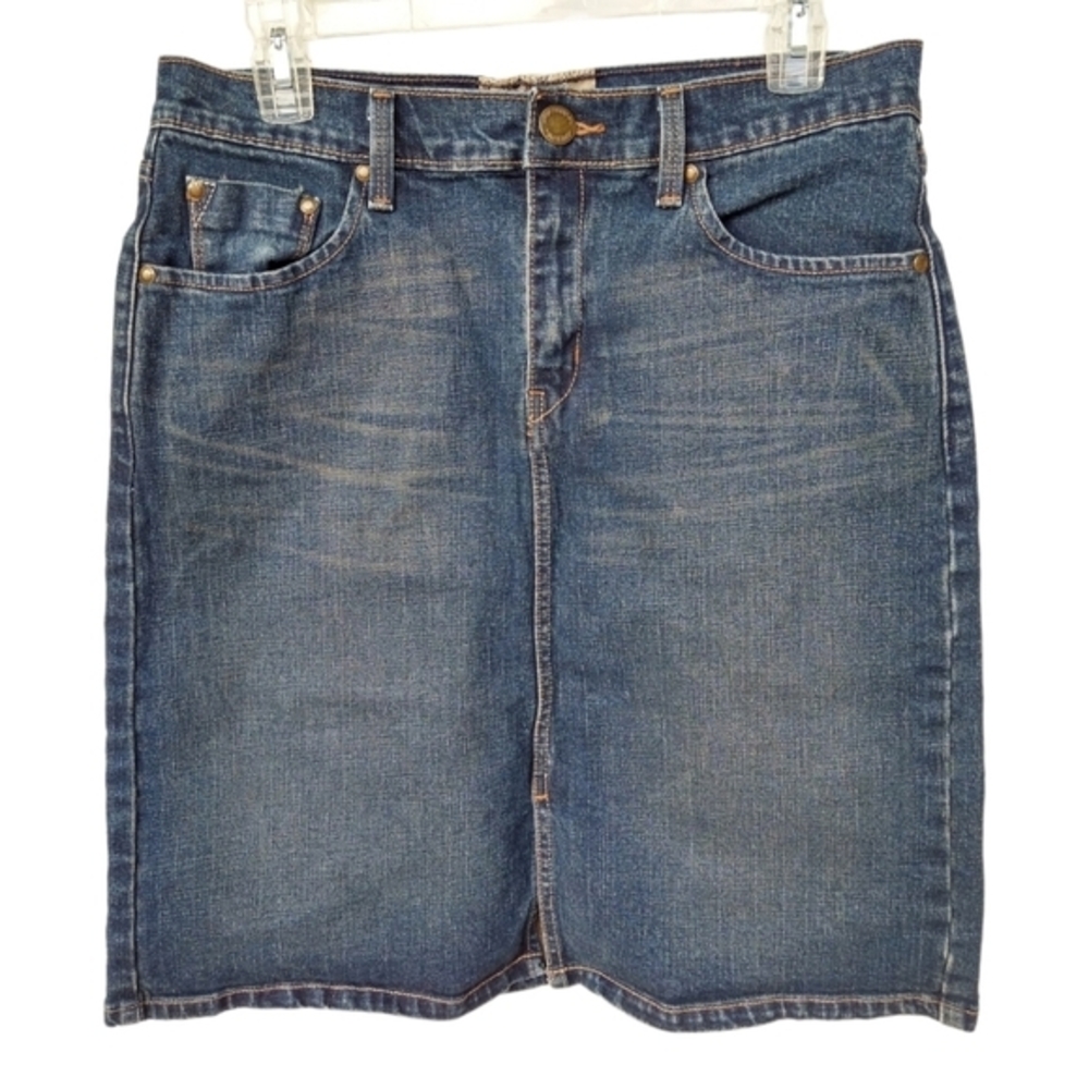 Y2K Levi Strauss Stretch Denim Knee Length Pencil Skirt SZ 10